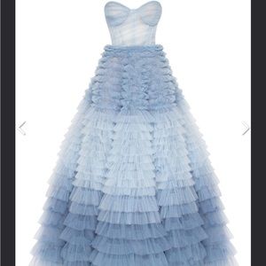 Milla Light Blue Strapless Frill-Layered Fluffy Dress